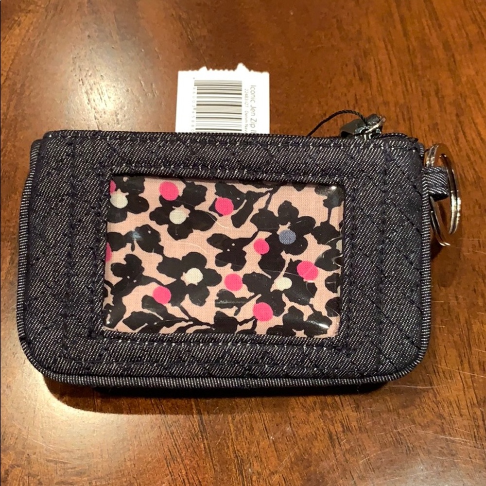 Denim Navy Vera Bradley Iconic Jen Zip ID Wallet